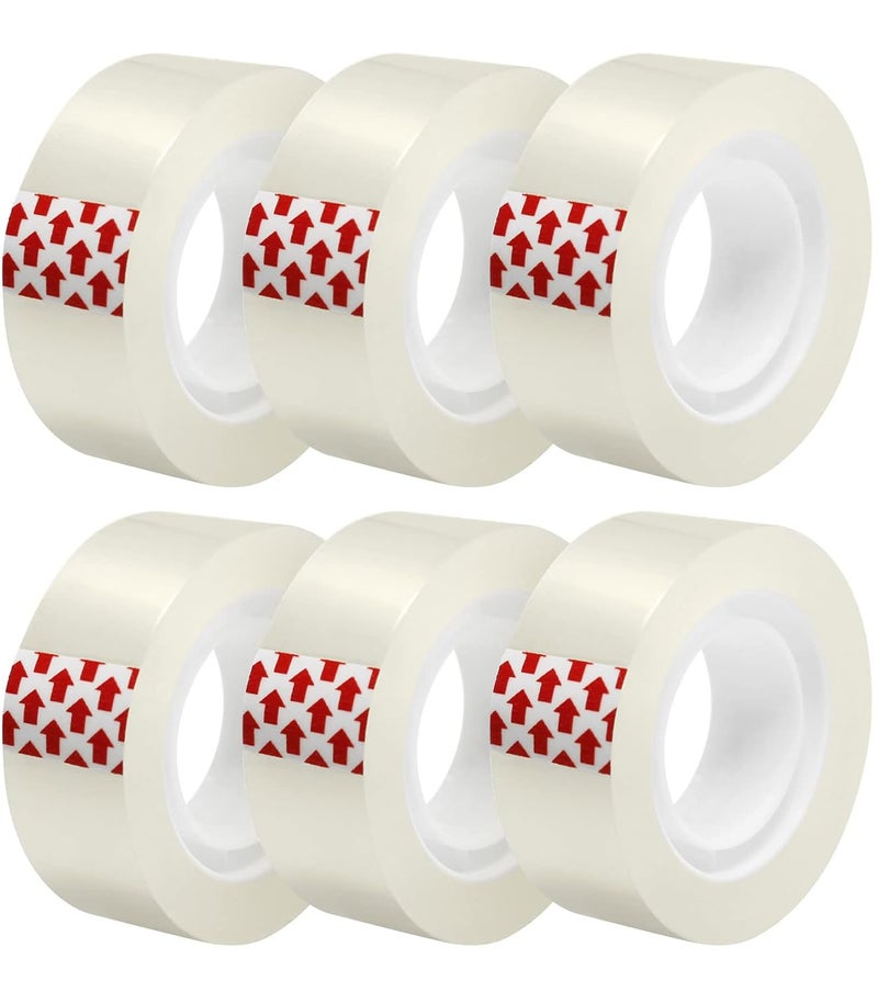 GIBIBU 6 Rolls Transparent Tape Refills, Clear Tape Dispenser Refill Rolls, Glossy Gift Wrap Tapes for Office, School, Home, 3/4 x 1000 Inches - Image 1